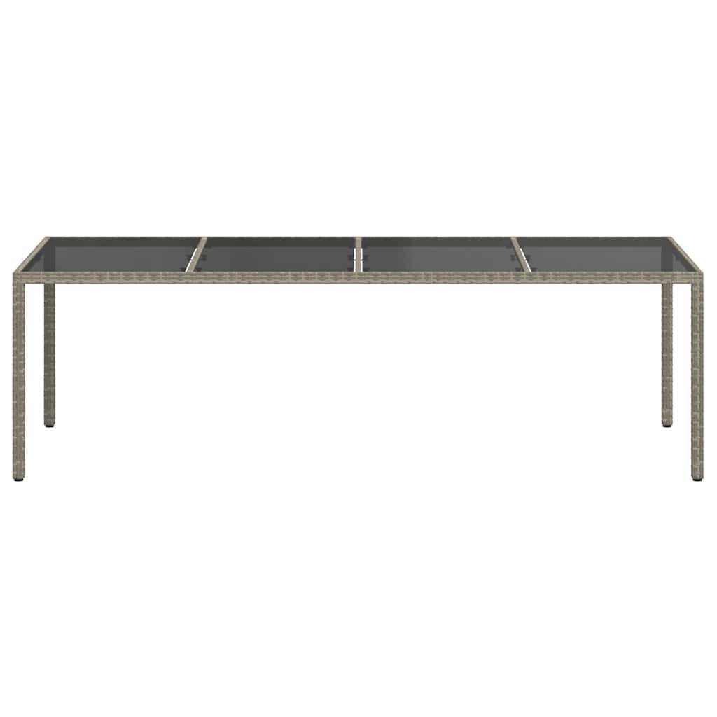 Très Grande Table de Jardin Grise 250x100cm en Poly Rotin, Plateau en Verre Trempé, pour 10 Personnes – ComfortXL Outdoor Living - Image 3