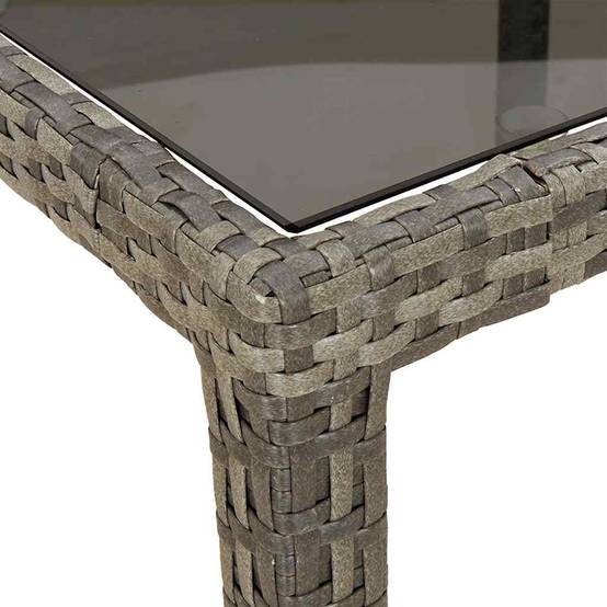 Très Grande Table de Jardin Grise 250x100cm en Poly Rotin, Plateau en Verre Trempé, pour 10 Personnes – ComfortXL Outdoor Living - Image 6