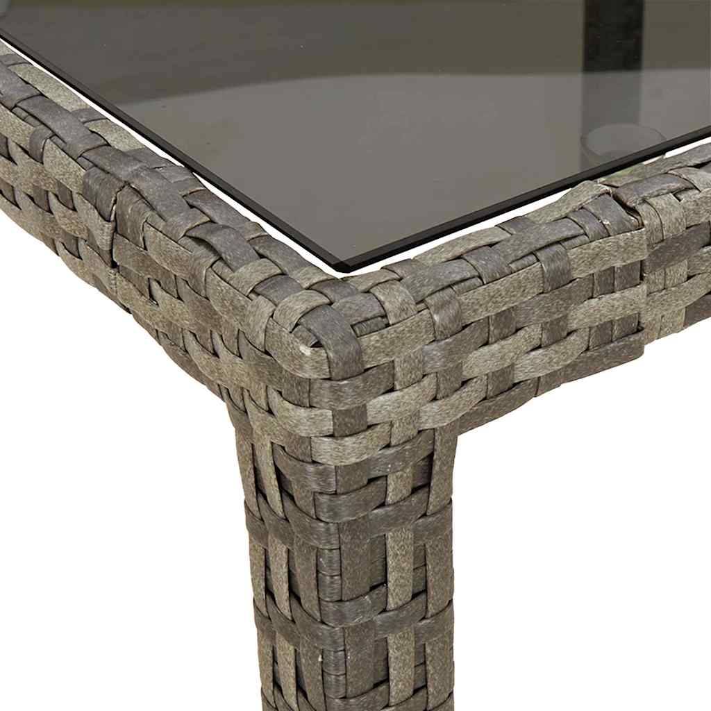 Très Grande Table de Jardin Grise 250x100cm en Poly Rotin, Plateau en Verre Trempé, pour 10 Personnes – ComfortXL Outdoor Living - Image 6