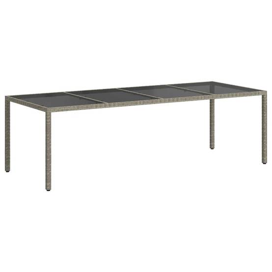 Très Grande Table de Jardin Grise 250x100cm en Poly Rotin, Plateau en Verre Trempé, pour 10 Personnes – ComfortXL Outdoor Living - Image 5