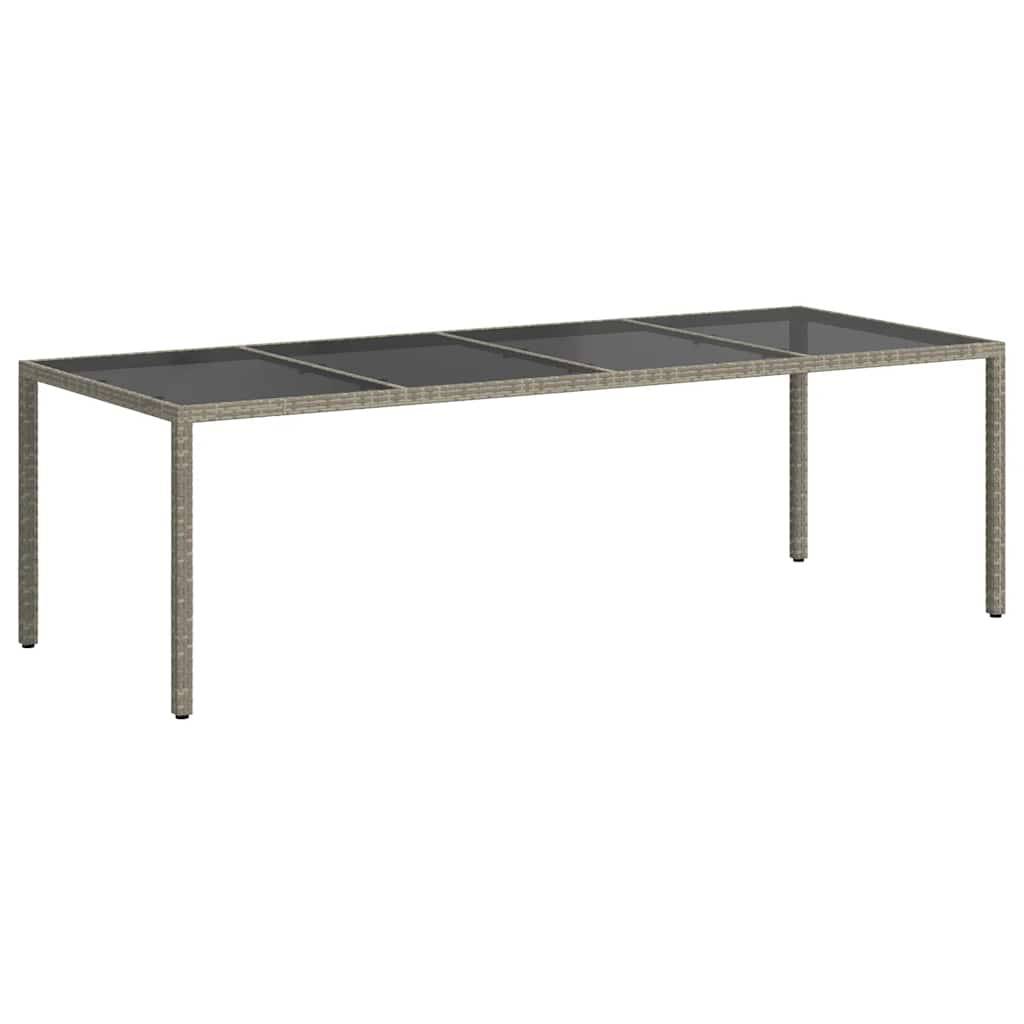 Très Grande Table de Jardin Grise 250x100cm en Poly Rotin, Plateau en Verre Trempé, pour 10 Personnes – ComfortXL Outdoor Living - Image 5