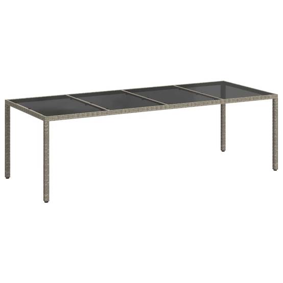 Très Grande Table de Jardin Grise 250x100cm en Poly Rotin, Plateau en Verre Trempé, pour 10 Personnes – ComfortXL Outdoor Living - Image 2