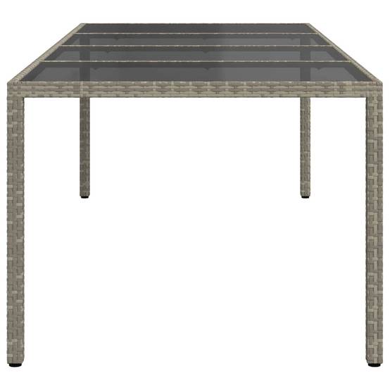 Très Grande Table de Jardin Grise 250x100cm en Poly Rotin, Plateau en Verre Trempé, pour 10 Personnes – ComfortXL Outdoor Living - Image 4