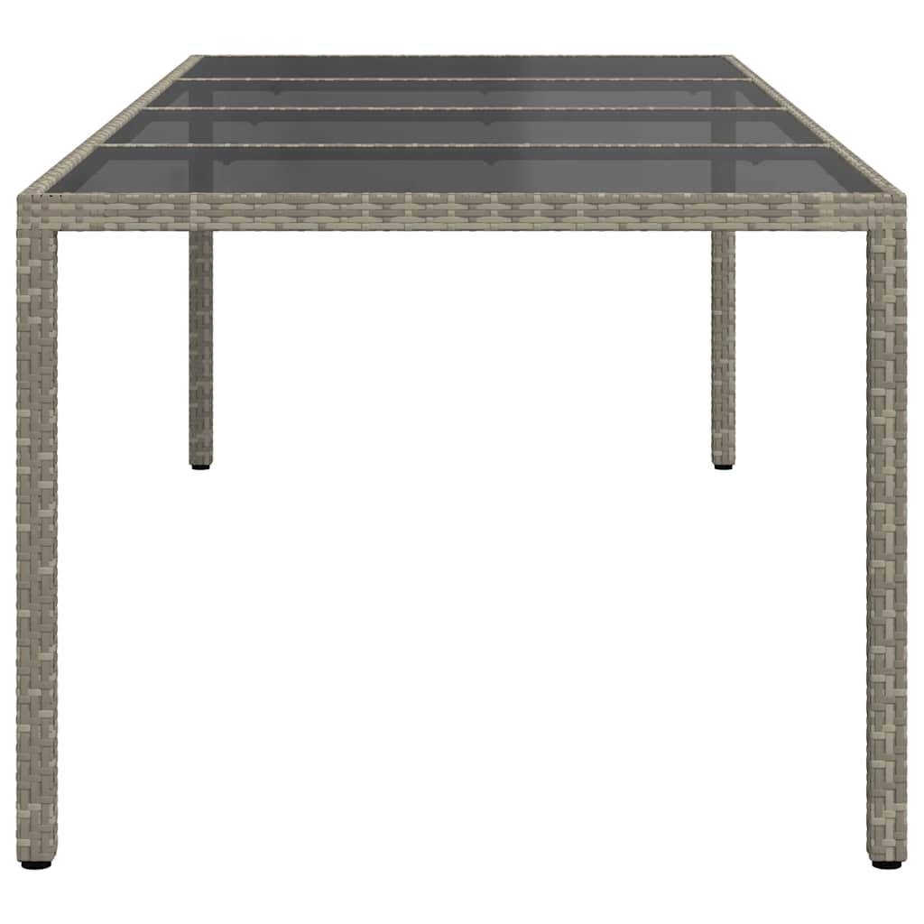 Très Grande Table de Jardin Grise 250x100cm en Poly Rotin, Plateau en Verre Trempé, pour 10 Personnes – ComfortXL Outdoor Living - Image 4