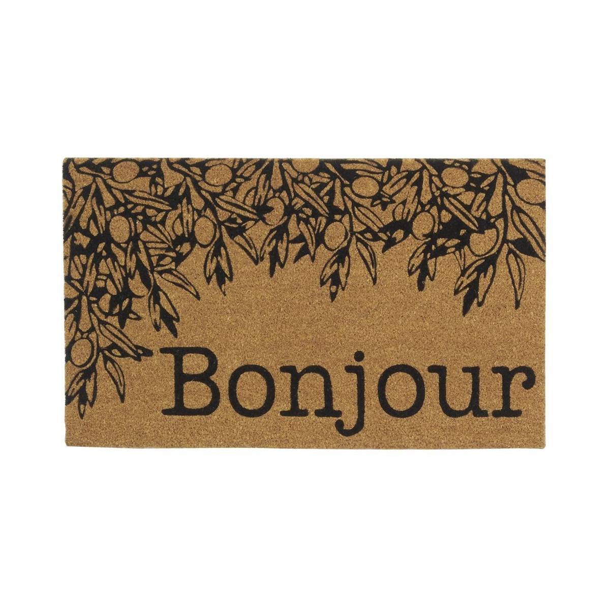 Aubry Gaspard - Paillasson coco intérieur extérieur 75 x 45 cm Branche olivier bonjour - Imagen 1