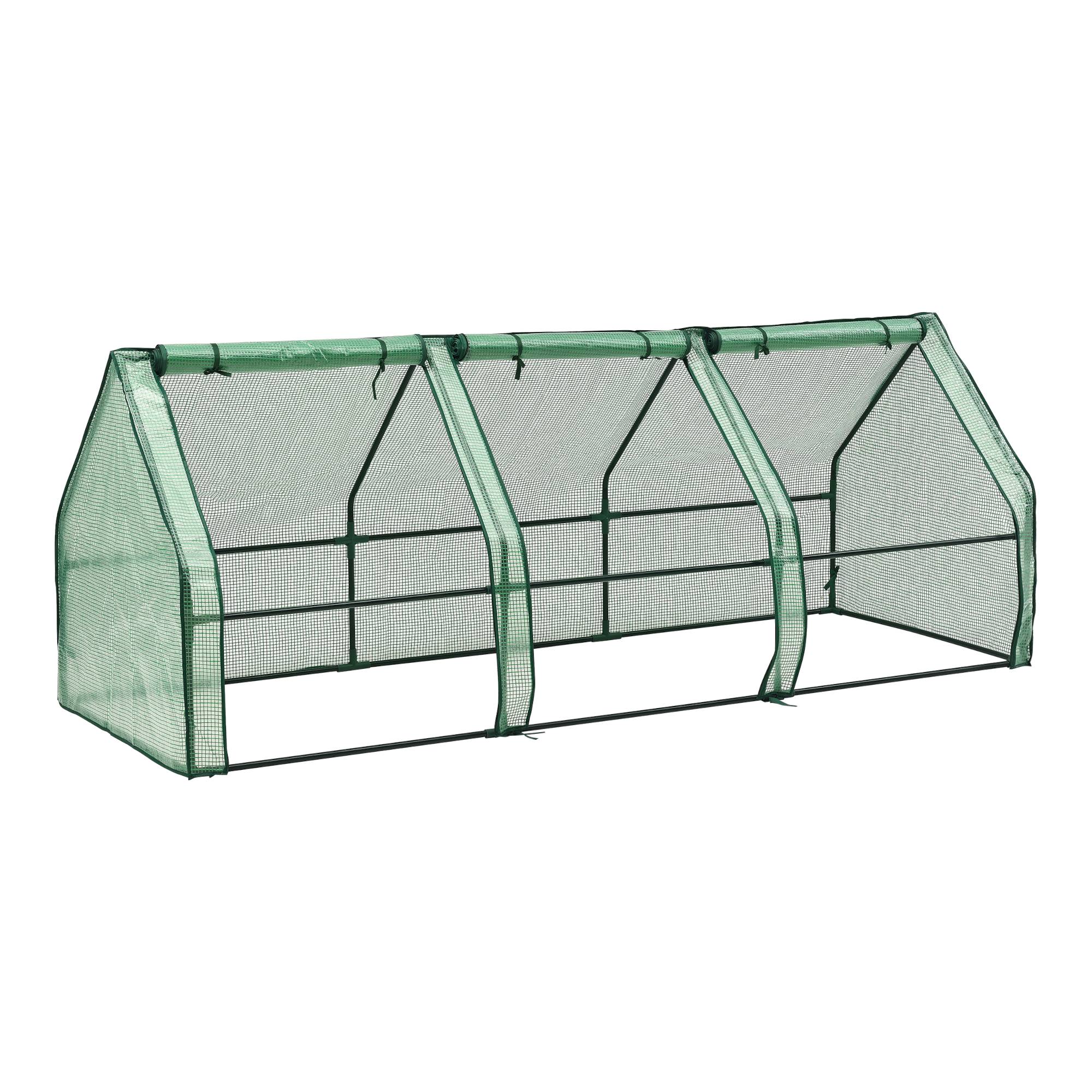 Châssis de jardin Höflein à 3 fenêtres en acier et polyéthylène 240 x 90 x 90 cm vert [en.casa] - Imagen 1