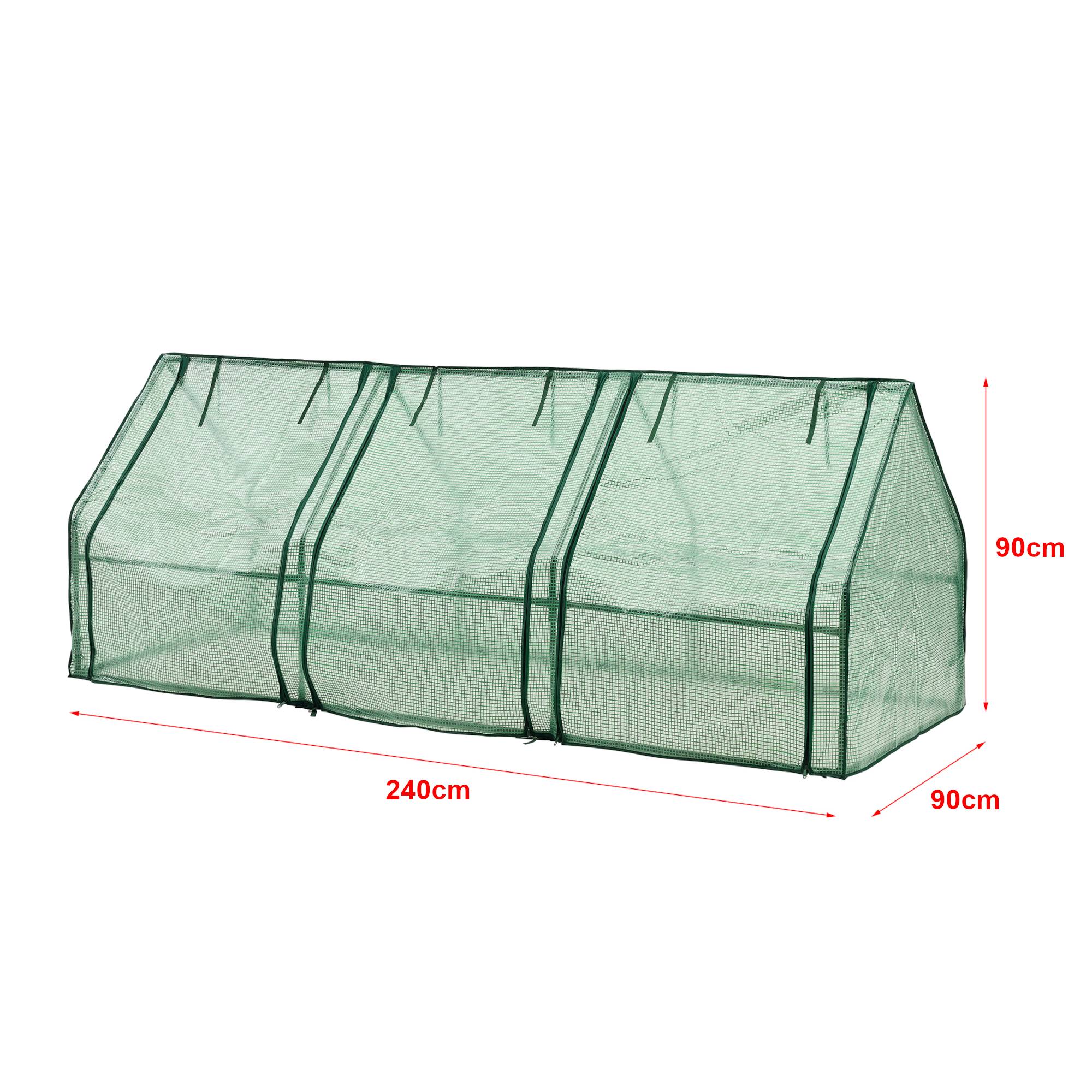 Châssis de jardin Höflein à 3 fenêtres en acier et polyéthylène 240 x 90 x 90 cm vert [en.casa] - Imagen 4