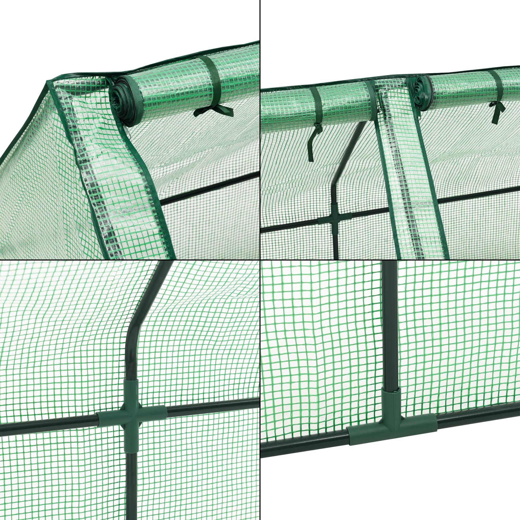 Châssis de jardin Höflein à 3 fenêtres en acier et polyéthylène 240 x 90 x 90 cm vert [en.casa] - Imagen 6