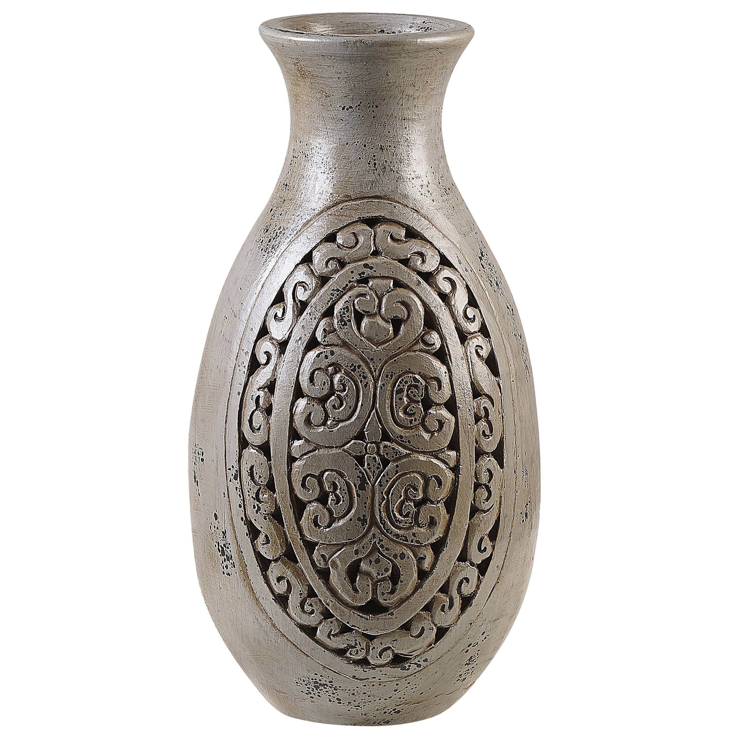 Beliani - Vase décoratif Terre cuite Gris MEGARA - 26x26x51- Beliani - Image 2