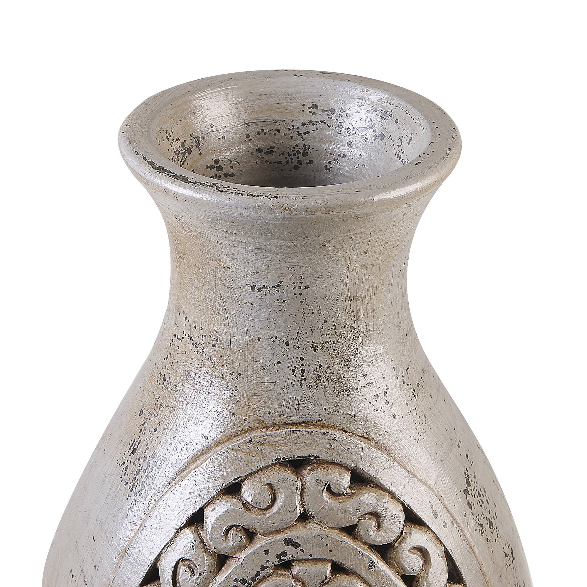 Beliani - Vase décoratif Terre cuite Gris MEGARA - 26x26x51- Beliani - Image 4