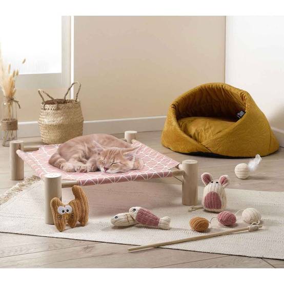 Love Story - Jouet pour Chien Balle "Boho Cat" 4cm Bois de Rose - Image 2