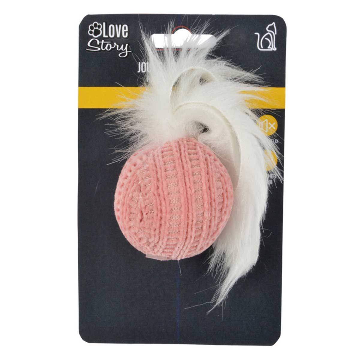 Love Story - Jouet pour Chien Balle "Boho Cat" 4cm Bois de Rose - Image 3