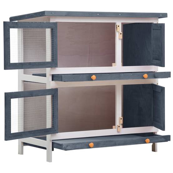 Clapier d'extérieur - Cage d'extérieur 4 portes Gris Bois rj509 - Image 1