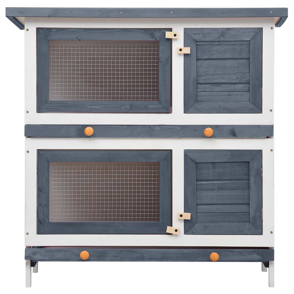 Clapier d'extérieur - Cage d'extérieur 4 portes Gris Bois rj509 - Image 3