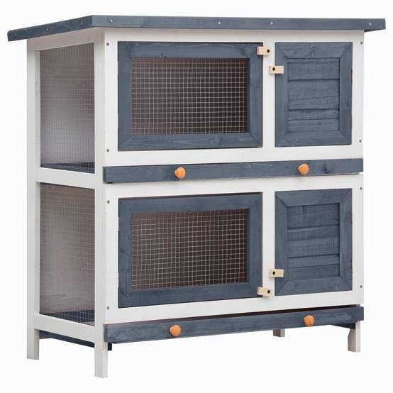 Clapier d'extérieur - Cage d'extérieur 4 portes Gris Bois rj509 - Image 2