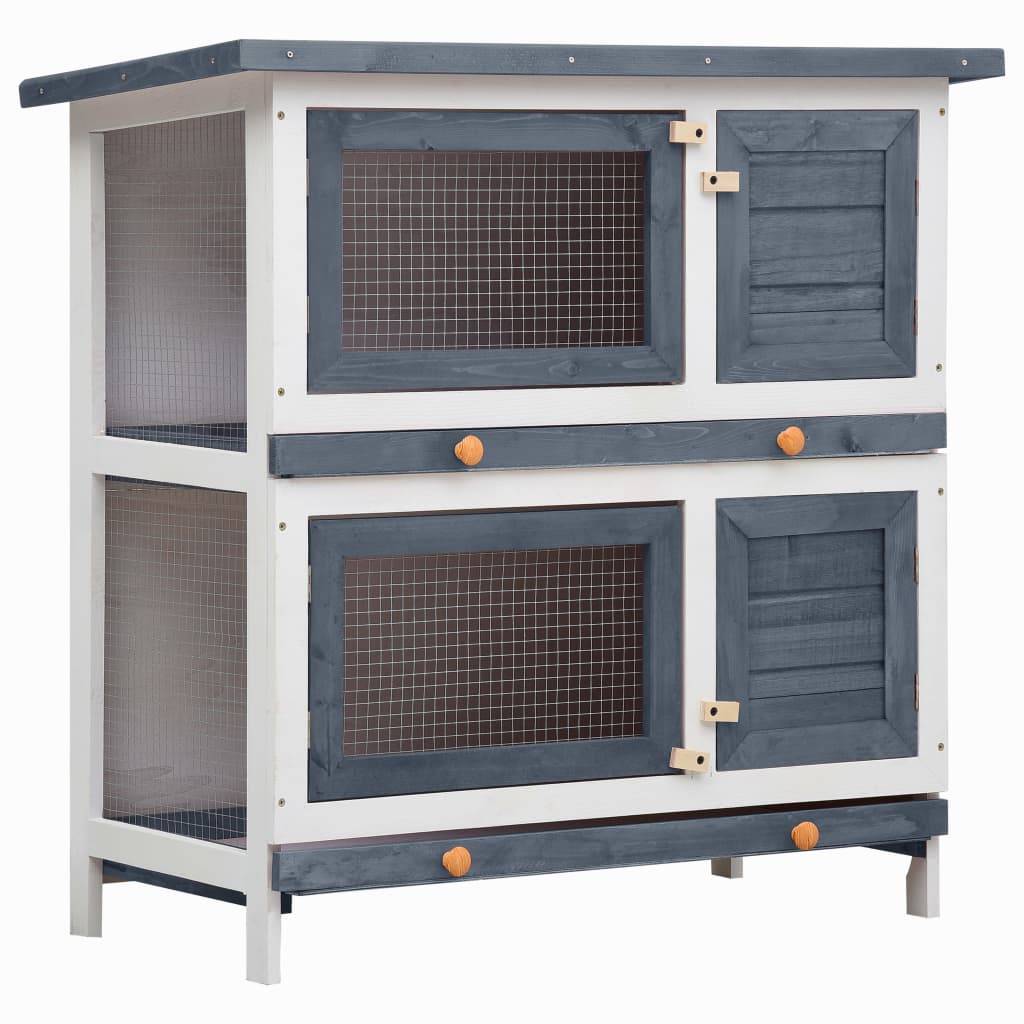 Clapier d'extérieur - Cage d'extérieur 4 portes Gris Bois rj509 - Image 2