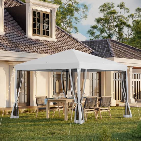 Tonnelle pliante polyester crème 296 x 296 x 265 cm - PANGIVO - Image 3
