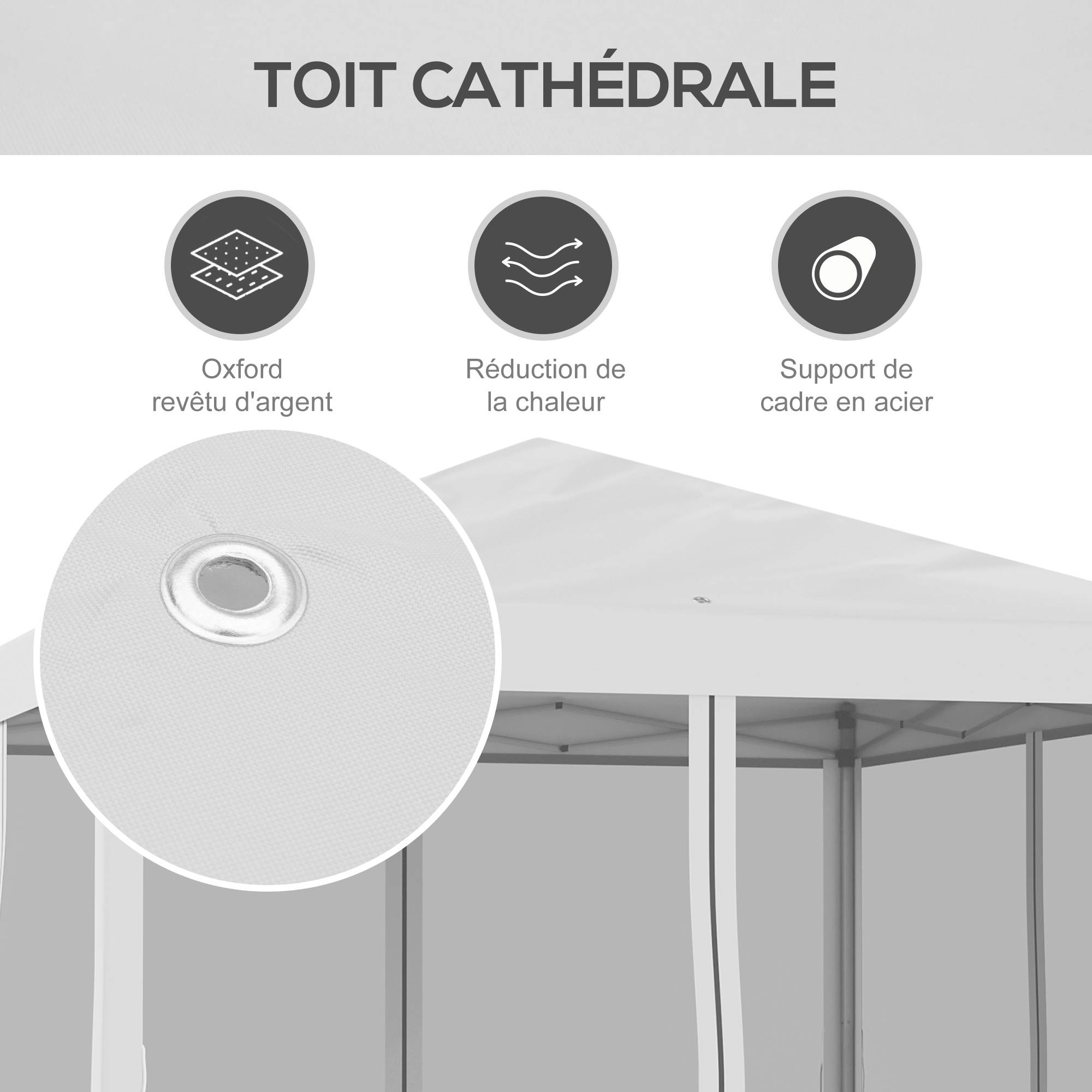 Tonnelle pliante polyester crème 296 x 296 x 265 cm - PANGIVO - Image 9