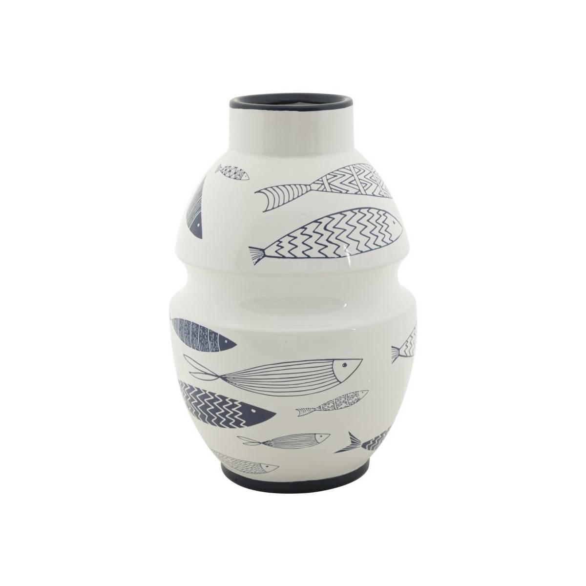 Vase Déco en Céramique "Poissons" 31cm Multicolore - Image 1