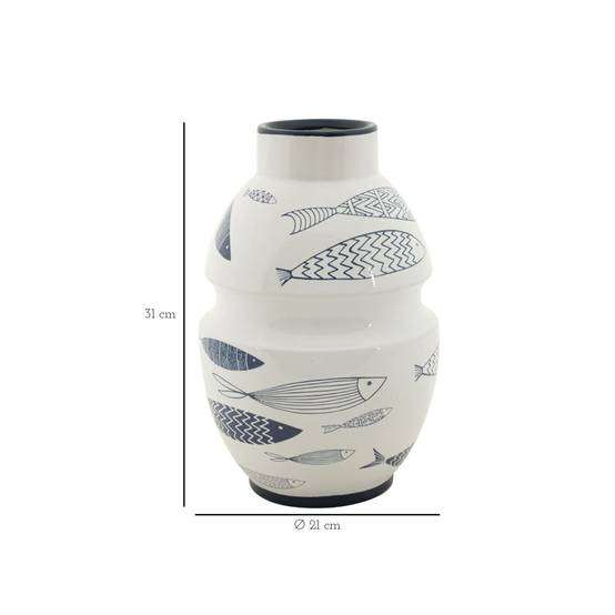 Vase Déco en Céramique "Poissons" 31cm Multicolore - Image 6
