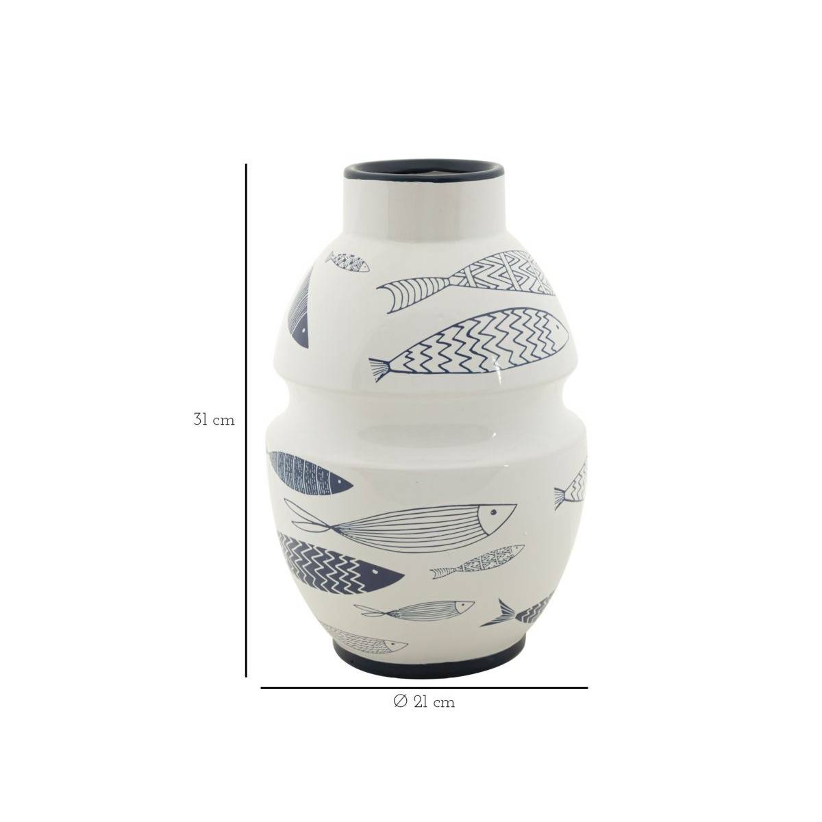 Vase Déco en Céramique "Poissons" 31cm Multicolore - Image 6
