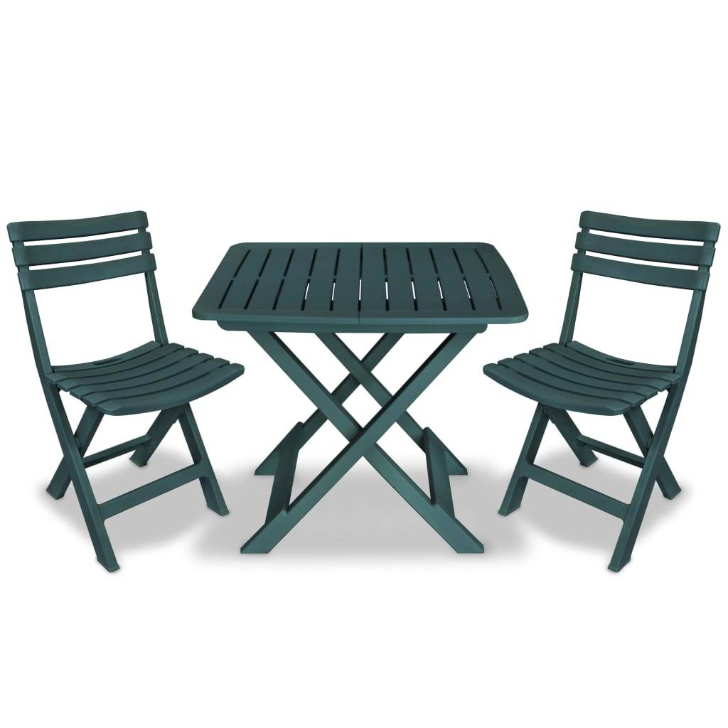 Ensemble de bistro pliable - Salon De Jardin 3 pcs Plastique Vert MI757 - Image 2