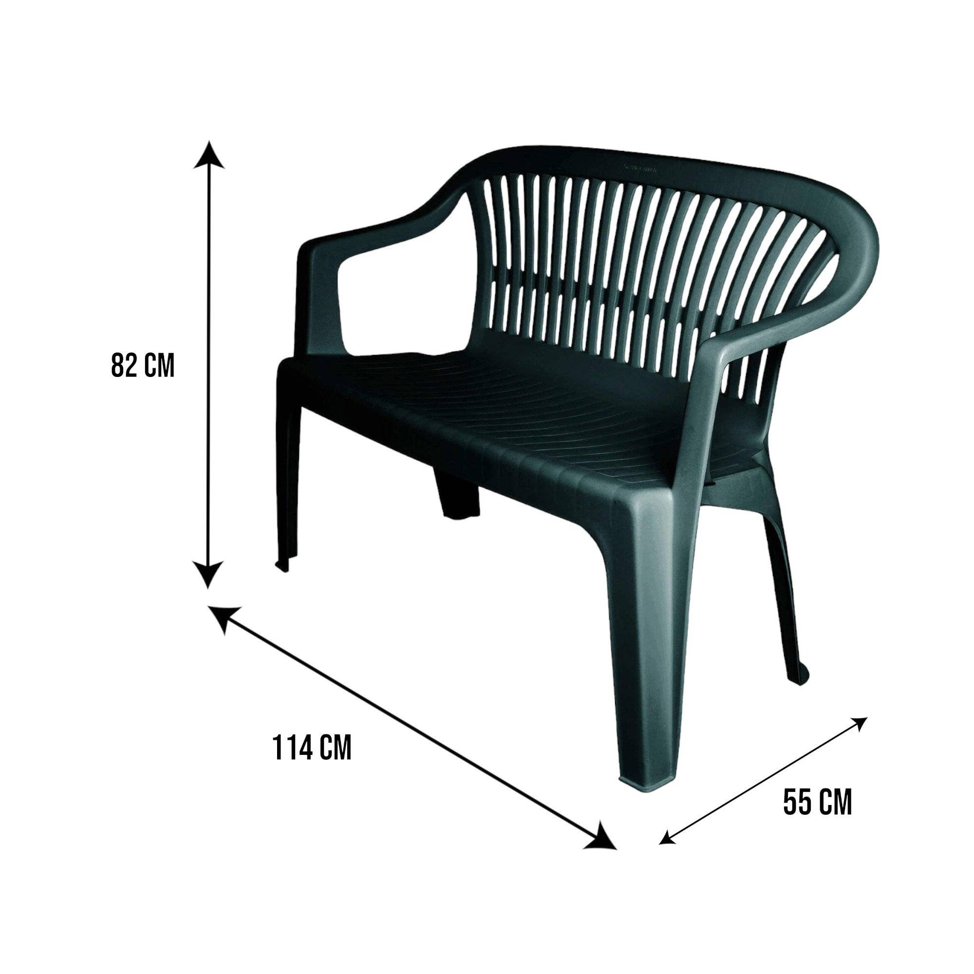Dmora - Banc d'extérieur Eboli, Banc de jardin Monobloc, Banc d'extérieur, 100% Made in Italy, 114x55h82 cm, Vert - Dmora - Imagen 3