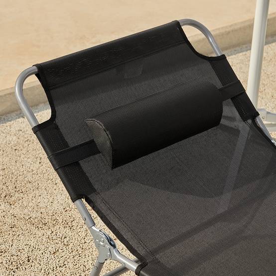 Bain de Soleil Transat de Jardin Chaise Longue Pliable, Réglable et Inclinable Noir L.195 x l.62 x H.29 cm SoBuy - Image 5