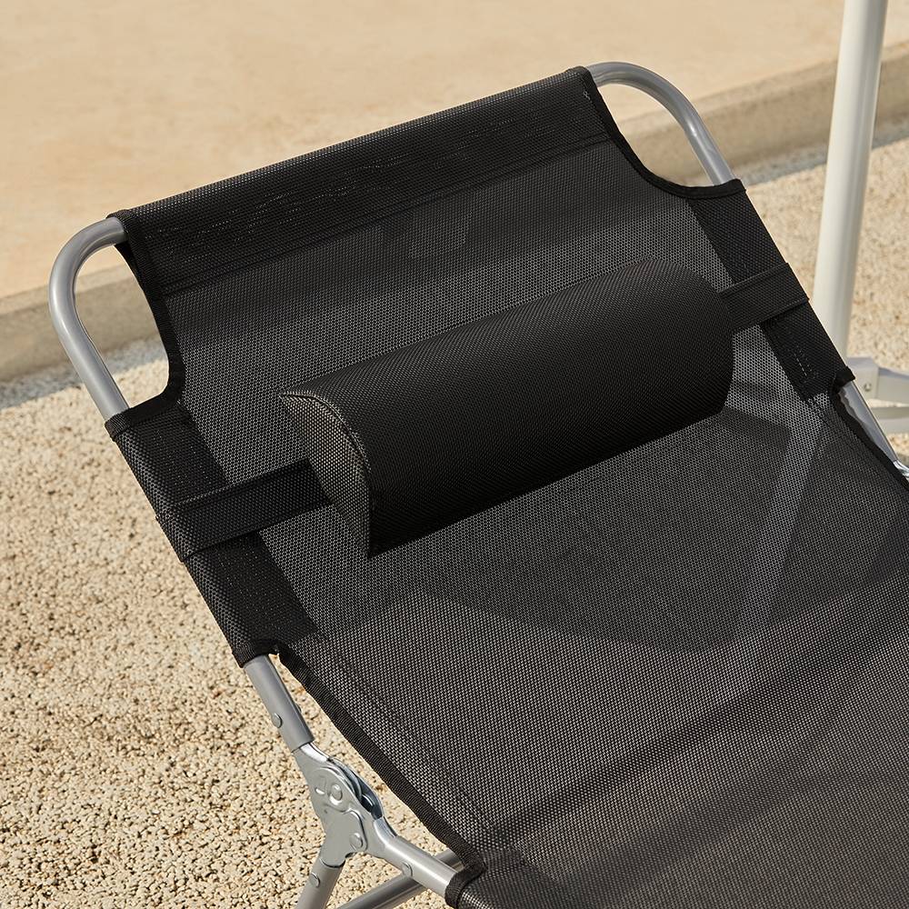 Bain de Soleil Transat de Jardin Chaise Longue Pliable, Réglable et Inclinable Noir L.195 x l.62 x H.29 cm SoBuy - Imagen 5