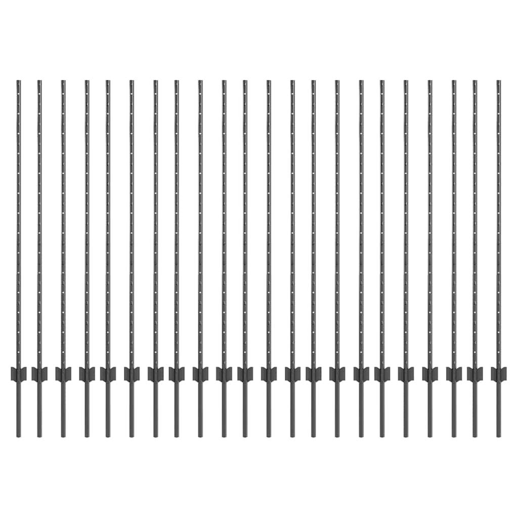 Poteau de clôture Acier Gris 180 x 8.5 cm, Poids :25.36kg - PANGIVO - Image 2