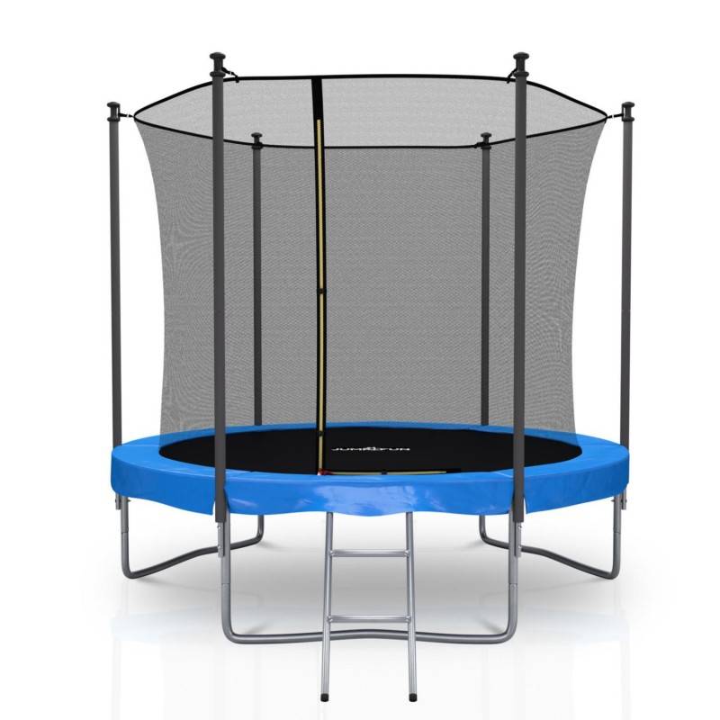 Trampoline pour enfant 8Ft ø244cm avec coussin de protection Bleu, Echelle et Filet de sécurité JUMP4FUN - Image 1