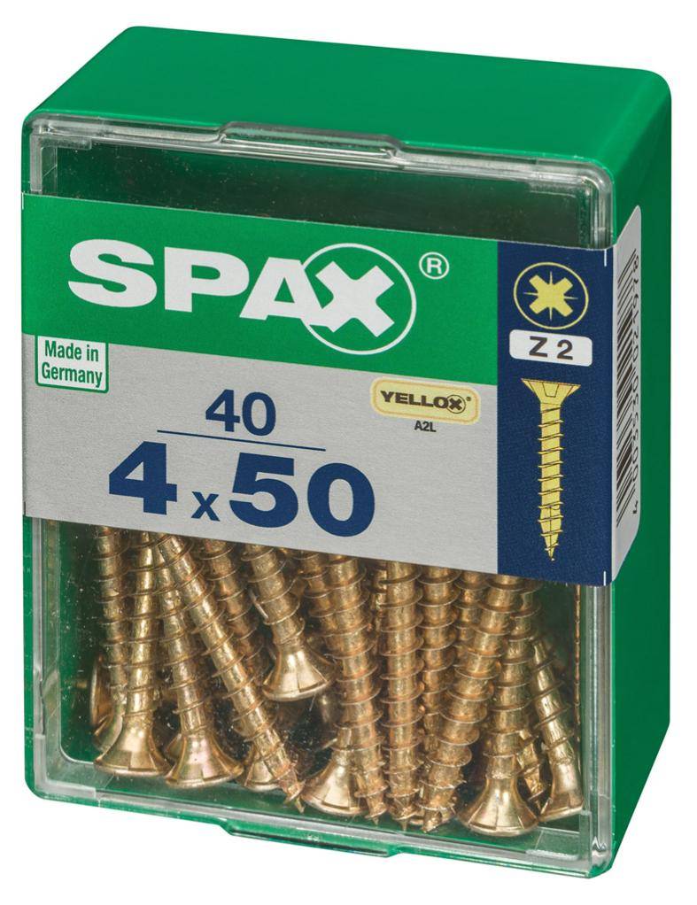Spax - Lot de 40 vis acier tête fraisée pozidriv SPAX, Diam.4 mm x L.50 mm - Image 5