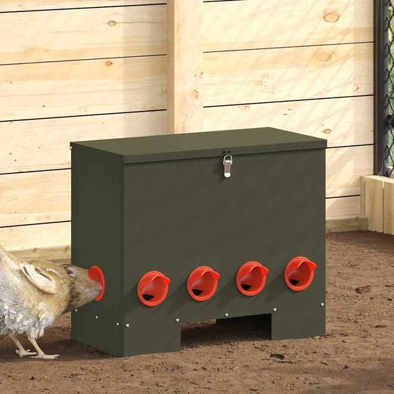 Distributeur Mural Volaille Étanche Jardin 25kg Olive - ComfortXL Outdoor Living - Image 1