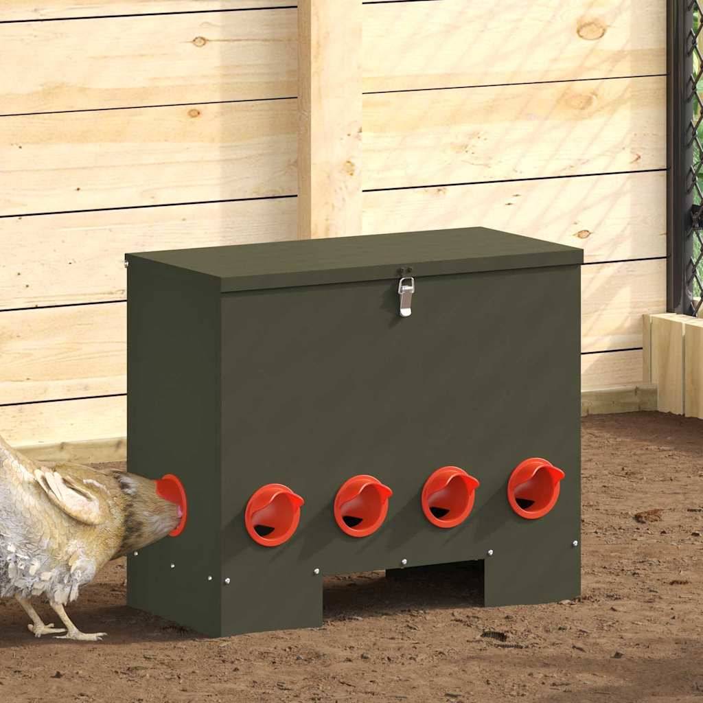 Distributeur Mural Volaille Étanche Jardin 25kg Olive - ComfortXL Outdoor Living