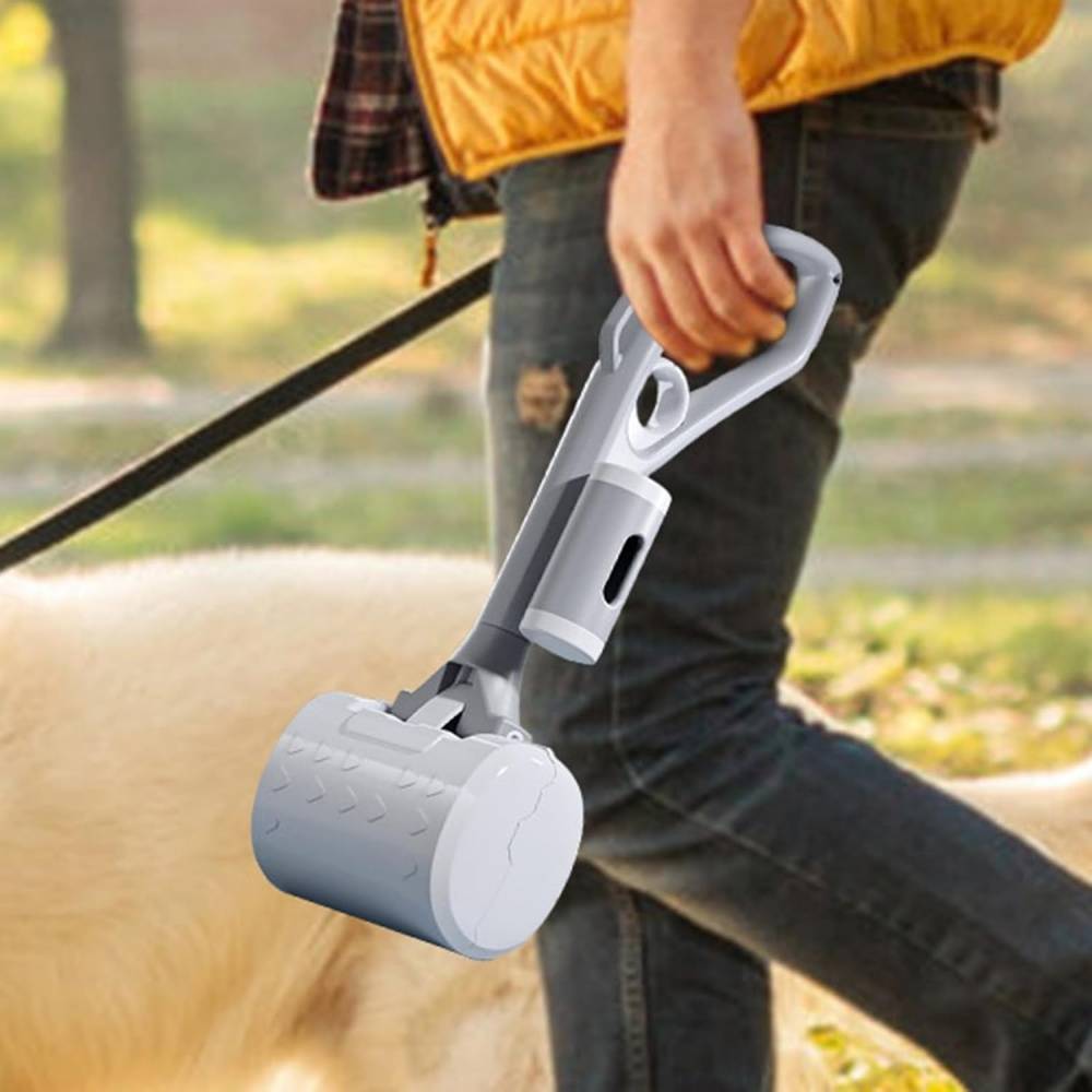 Ramasse-crottes pour chien - Pelle robuste avec distributeur de sacs intégré - Poignée ergonomique -Gray- Living123 - Image 4