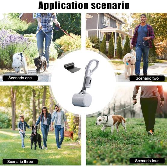 Ramasse-crottes pour chien - Pelle robuste avec distributeur de sacs intégré - Poignée ergonomique -Gray- Living123 - Image 5