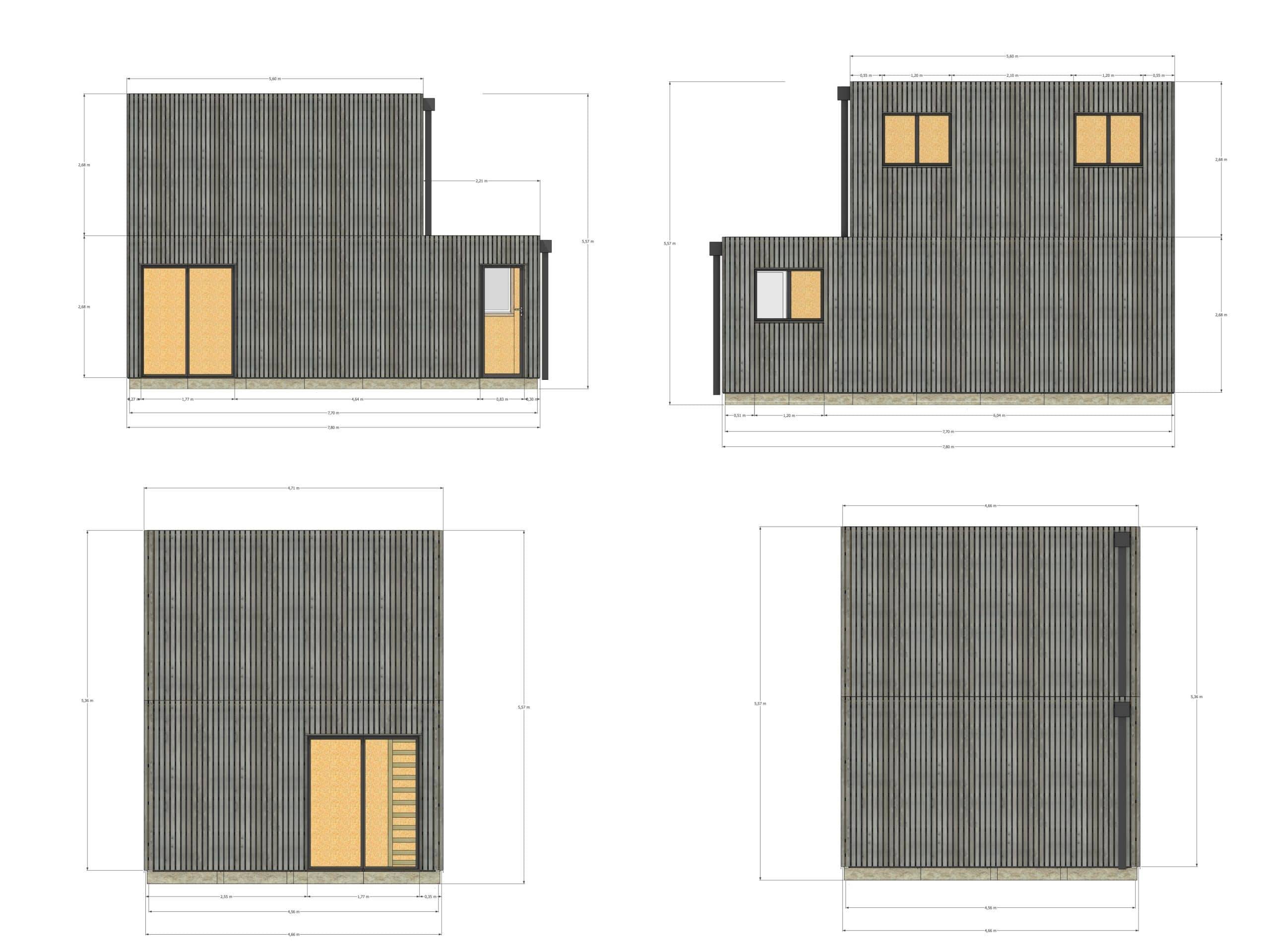 Studio de jardin RE2020 en bois 7,7 x 4,6 x 2,7 m / isolation RE2020 avec mezzanine et terrasse - Image 4