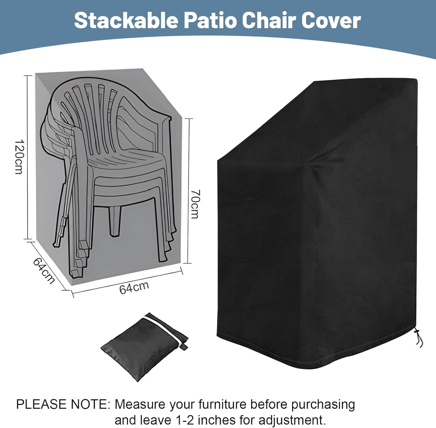 IntiMeg - 2 Pièces Housse Chaise Jardin, Oxford Housse De Protection pour Chaises ImperméAble, Coupe-Vent, Anti-UV Housse Fauteuil Jardin pour chaises de Jardi - Image 4
