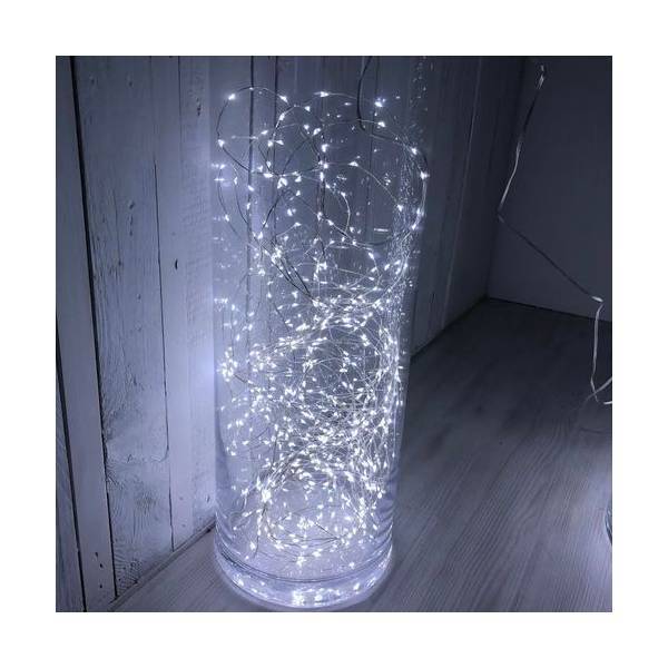 Lotti - Guirlande lumineuse extérieur blanc froid 20M 400 micro LED câble argenté 8 programmes Lotti - Imagen 6