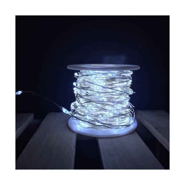 Lotti - Guirlande lumineuse extérieur blanc froid 20M 400 micro LED câble argenté 8 programmes Lotti - Imagen 5
