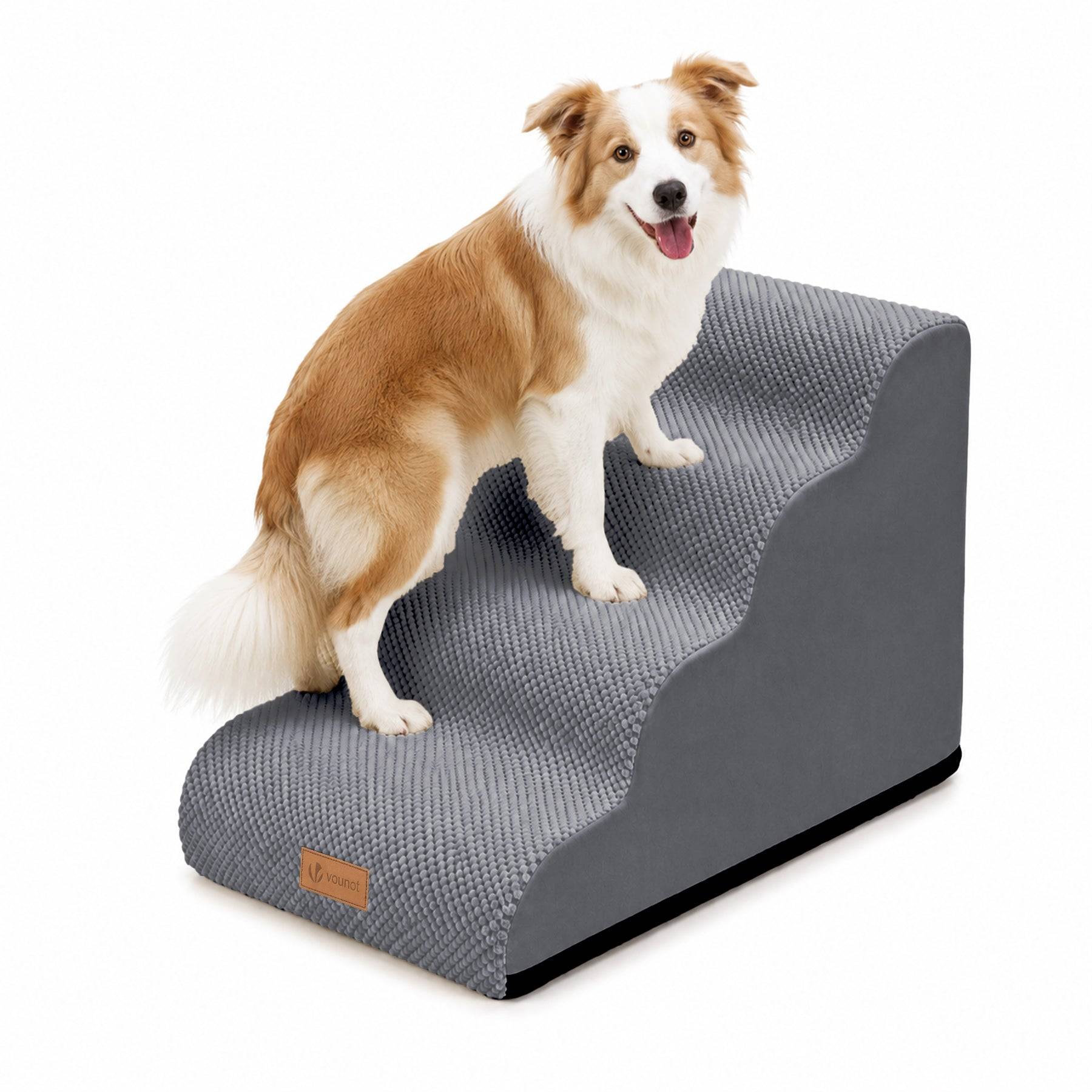 Vounot - Escalier pour chien et chat en mousse haute densite et housse lavable 72x40x50cm gris - Image 1