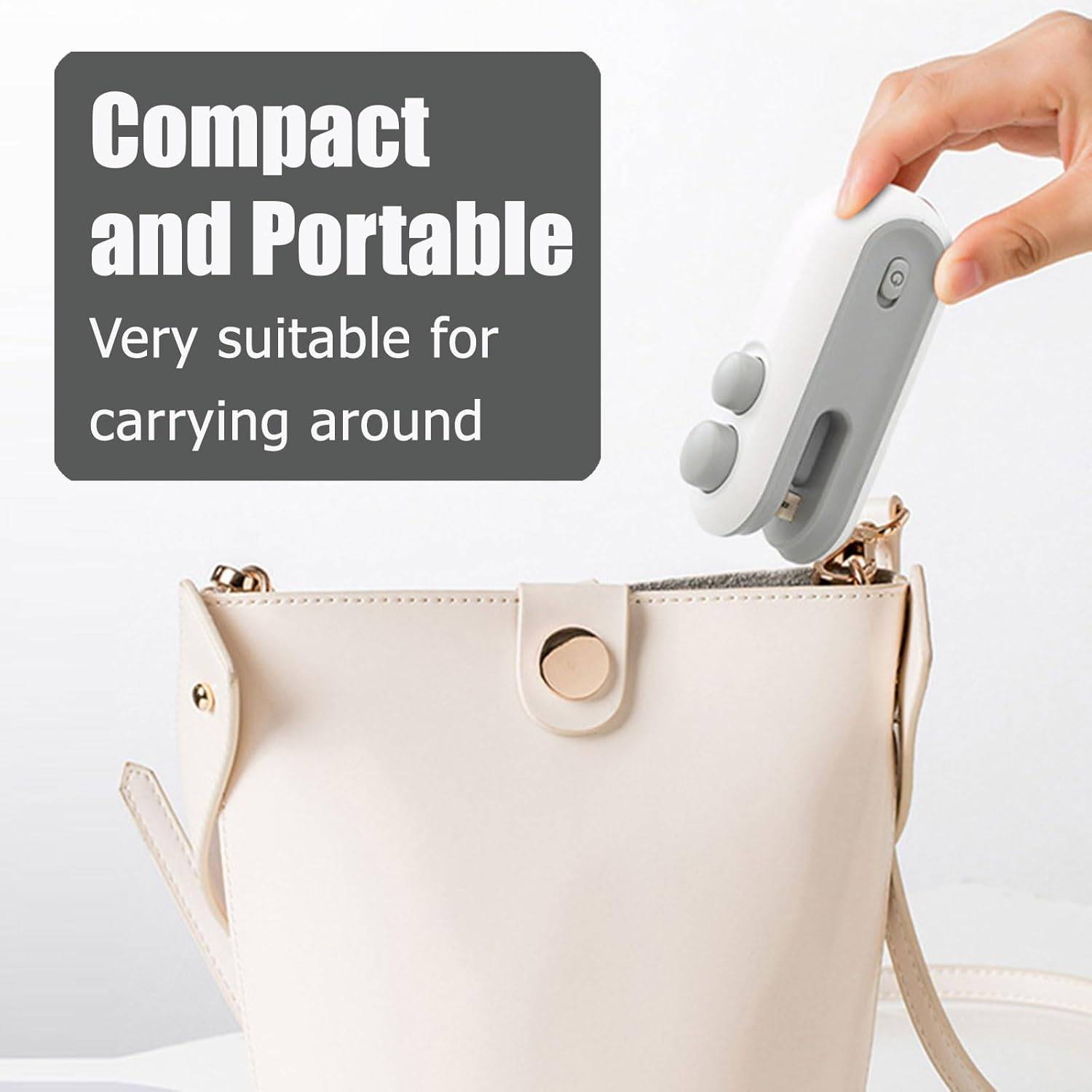 Ganfancp Mini Scelleuse De Sacs - 2 En 1 Scelleuse Thermique Pour Collations Plastique Rechargeable Main Sous Vide Portable Chips Stockage Alimentaire Offres Heb