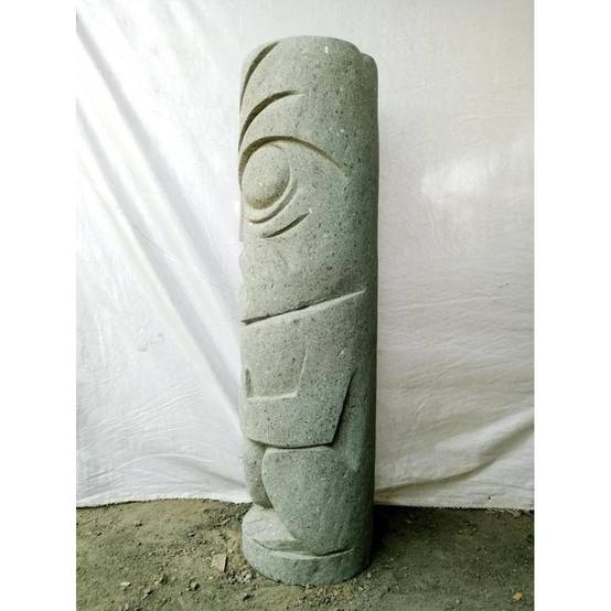 Tiki d'océanie totem jardin en pierre volcanique 1.50m - Image 5