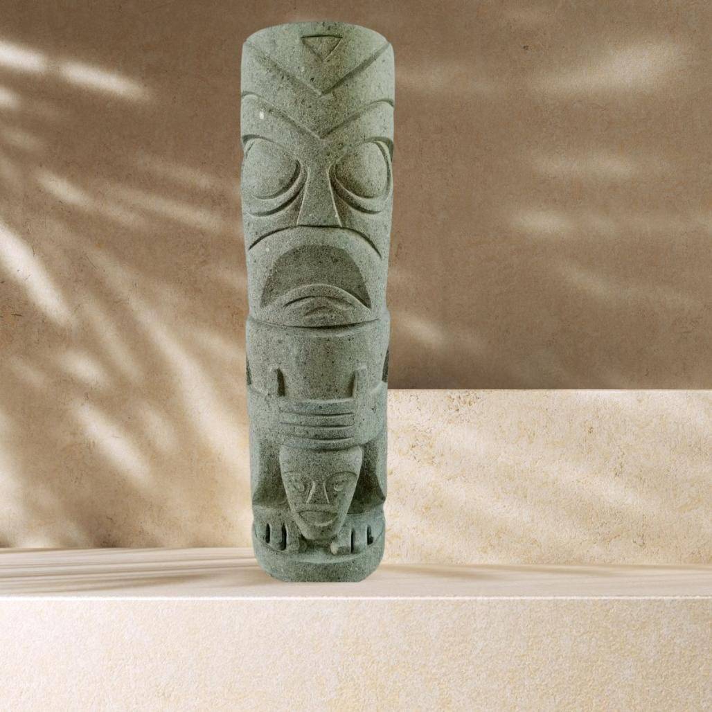 Tiki d'océanie totem jardin en pierre volcanique 1.50m - Image 2
