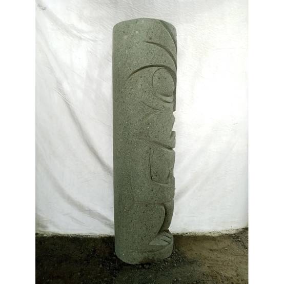 Tiki d'océanie totem jardin en pierre volcanique 1.50m - Image 3
