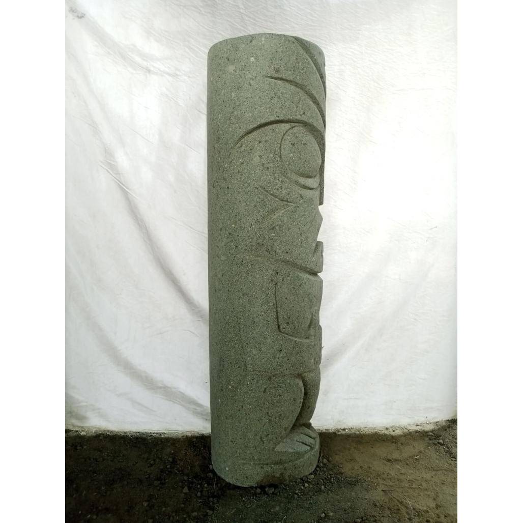 Tiki d'océanie totem jardin en pierre volcanique 1.50m - Image 3