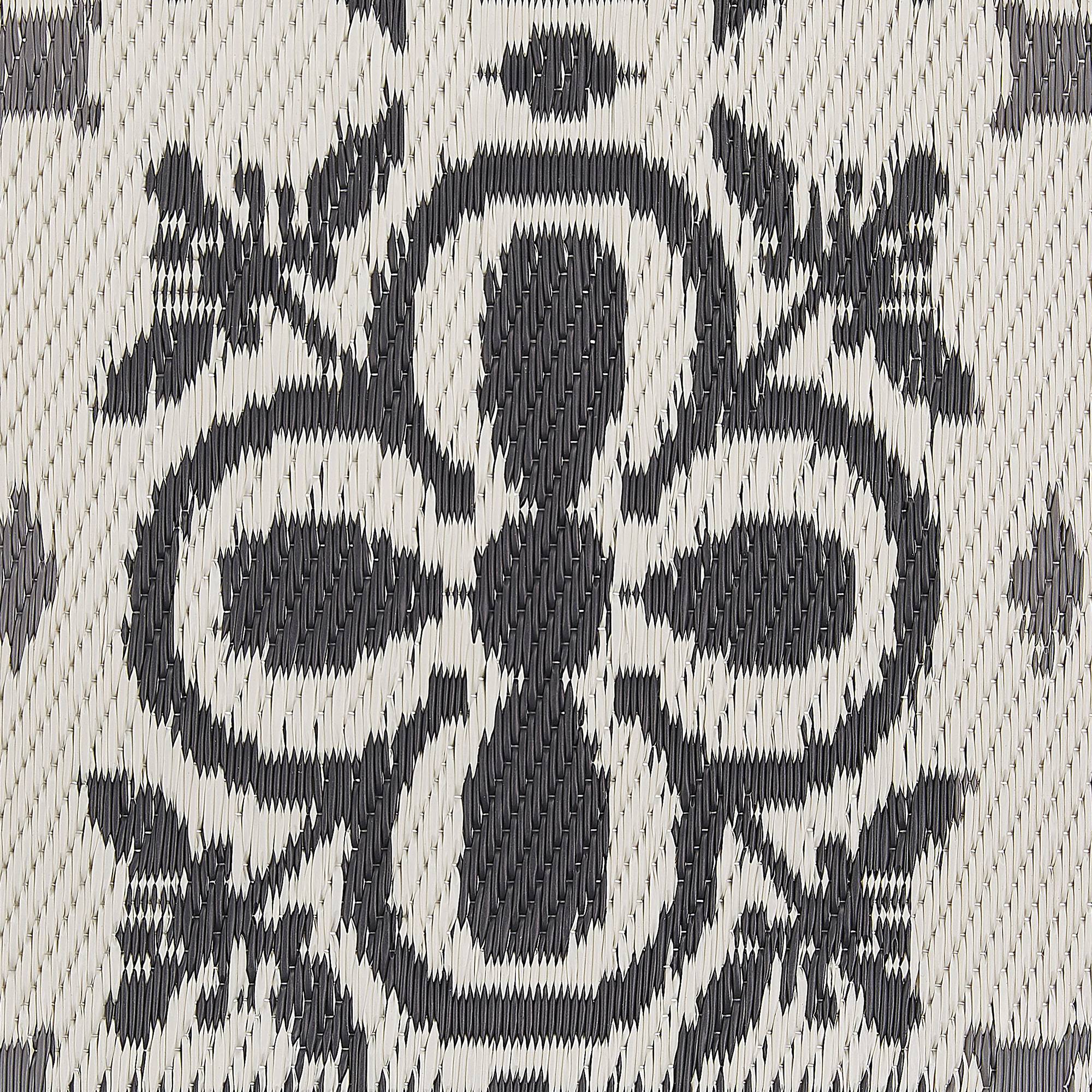 Beliani - Tapis Extérieur et Intérieur Noir et Blanc en Polypropylène Motif Floral Idéal pour Salon ou Terrasse au Style Moderne 120 x 180 cm Beliani - Imagen 5