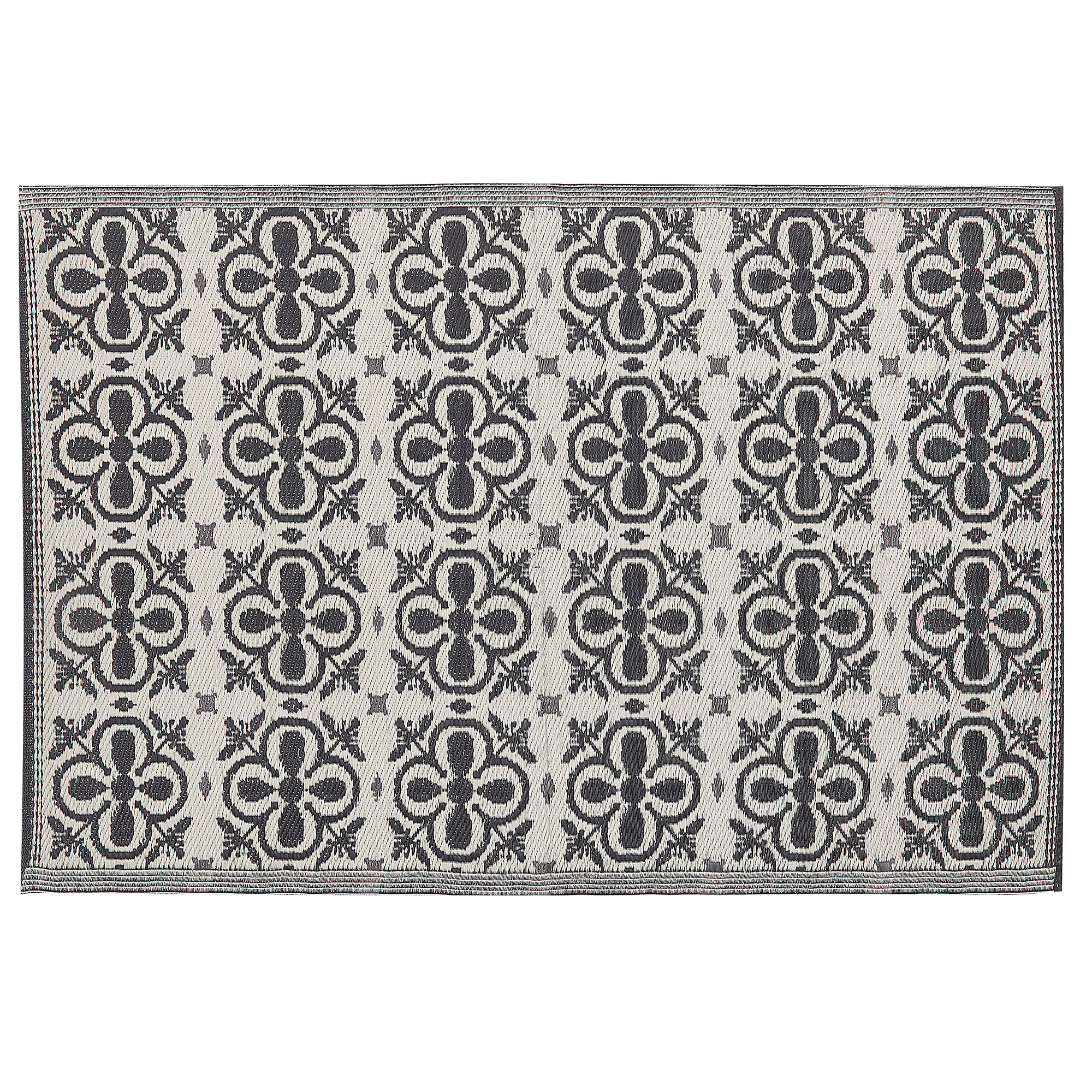 Beliani - Tapis Extérieur et Intérieur Noir et Blanc en Polypropylène Motif Floral Idéal pour Salon ou Terrasse au Style Moderne 120 x 180 cm Beliani - Imagen 1