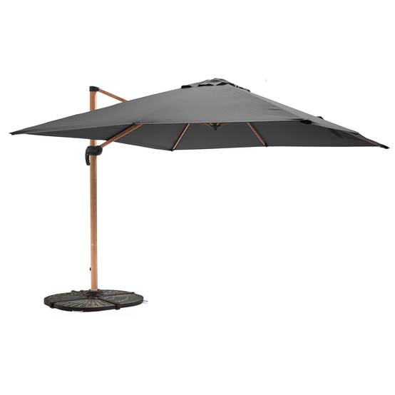 Oviala - Parasol déporté 3x3m et 4 dalles lestées effet bois gris Brescia - Oviala - Image 1