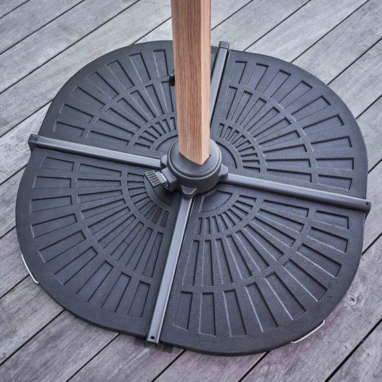 Oviala - Parasol déporté 3x3m et 4 dalles lestées effet bois gris Brescia - Oviala - Image 6